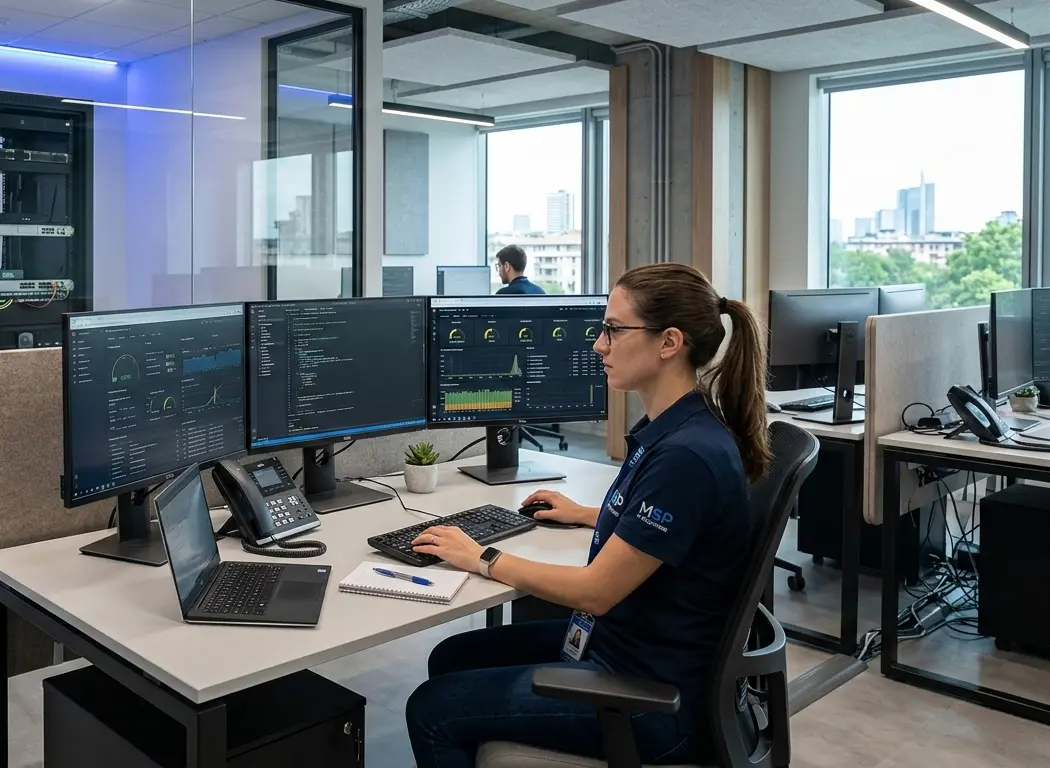 Ragazza al call center per risposta veloce ai clienti tramite consulenza informatica